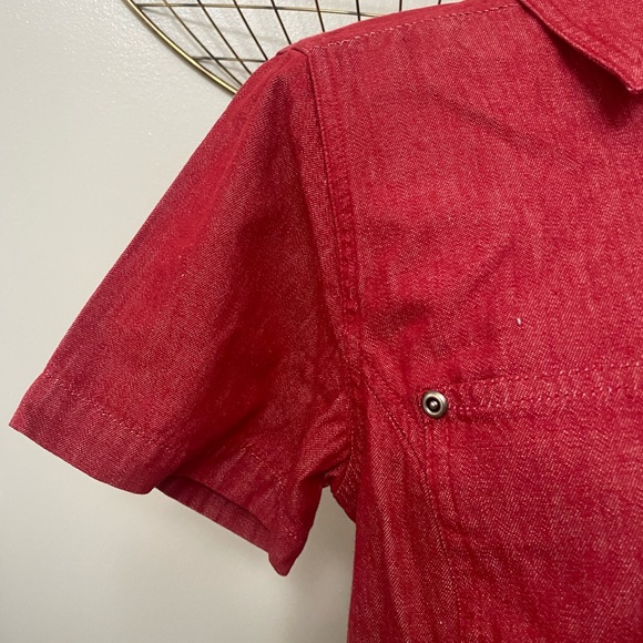 Faded Glory | Small Red Denim Button Down Top - Picture 3 of 7